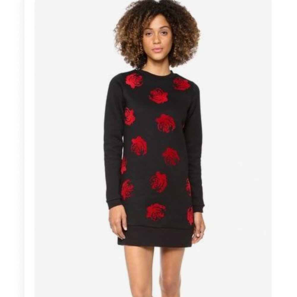 Opening Ceremony Lucky Rose Sweatshirt dress red roses size small